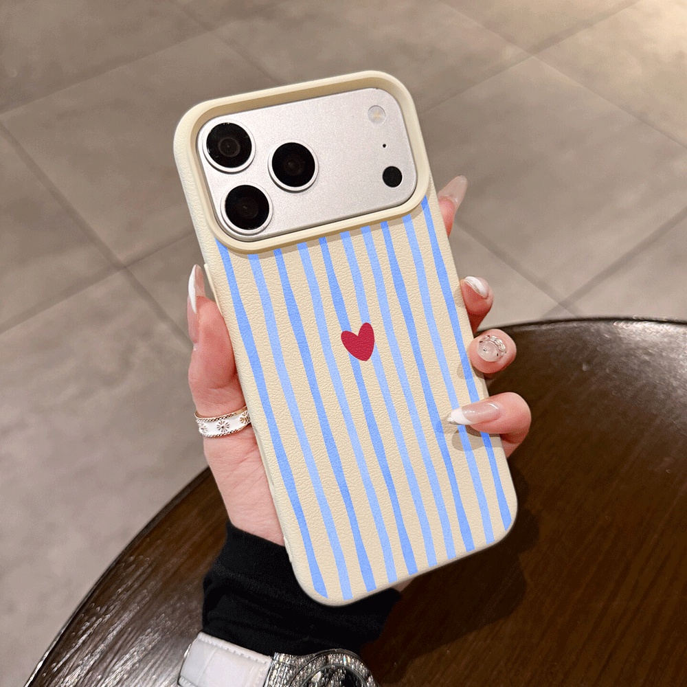Apple Iphone 16 - 세로 줄무늬 하트 아이폰 케이스 (아이폰