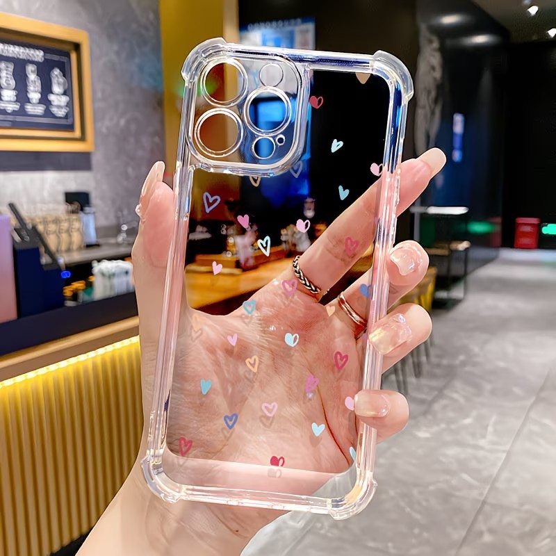 Apple Iphone 16 - 투명 코너 범퍼 컬러풀 하트 폰