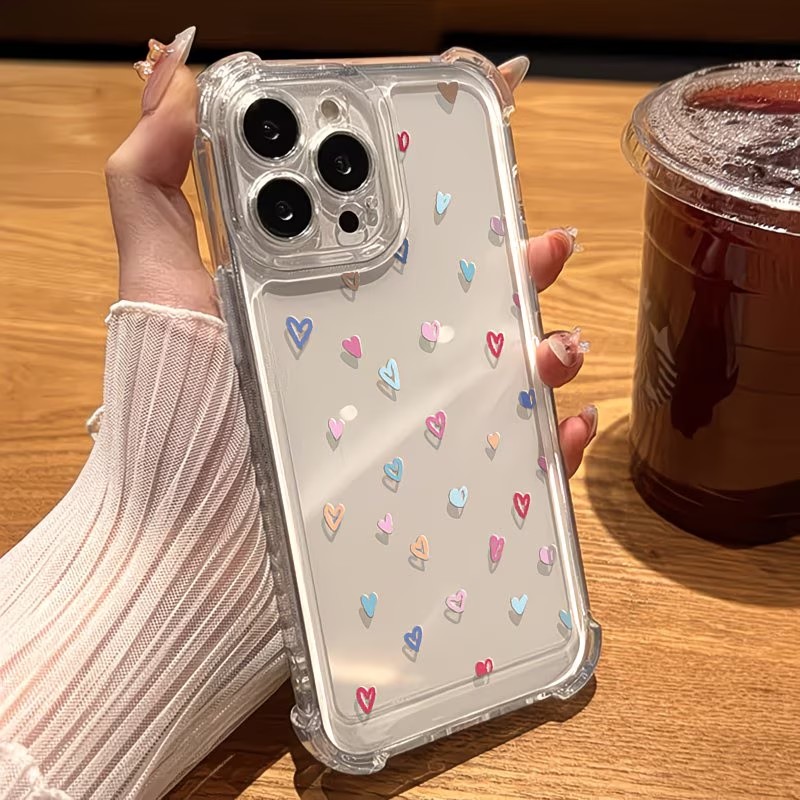 투명 코너 범퍼 컬러풀 하트 폰 케이스 (아이폰 17, - Apple Iphone 16 리뷰 및 가격